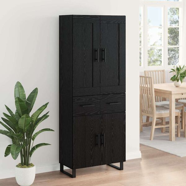 vidaXL Haut Armoire Montage mural 2 pcs Ch&ecirc;ne noir Bois d'ing&eacute;nierie