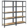 vidaXL &Eacute;tag&egrave;res de rangement 5 niveaux 2 pcs Anthracite Acier et bois