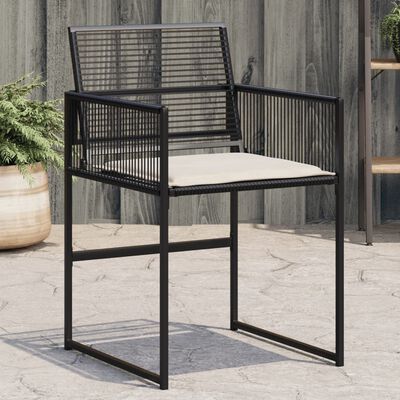 vidaXL Chaises de jardin lot de 4 avec coussins noir résine tressée