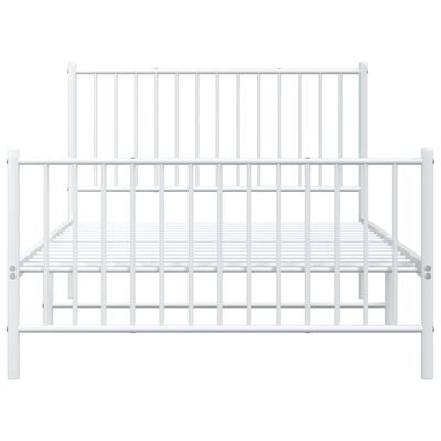 vidaXL Cadre de lit métal sans matelas et pied de lit blanc 107x203 cm