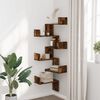 vidaXL &Eacute;tag&egrave;re d'angle murale ch&ecirc;ne fum&eacute; 45x45x147cm bois d'ing&eacute;nierie