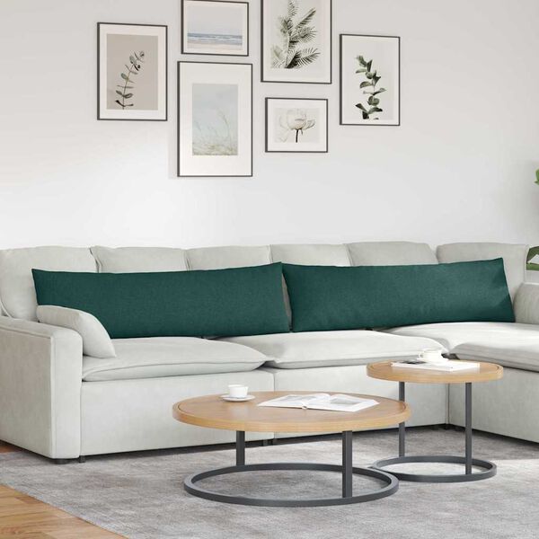 vidaXL Coussins de canap&eacute; 2 pcs Vert fonc&eacute; 145 x 40 cm tissu