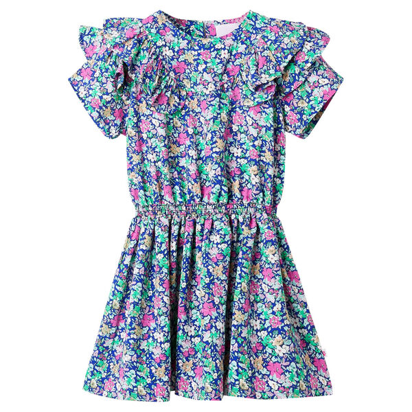 Robe pour enfants à manches à volants bleu cobalt 140