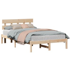 vidaXL Cadre de lit Marron 140 x 190 cm Bois de pin massif