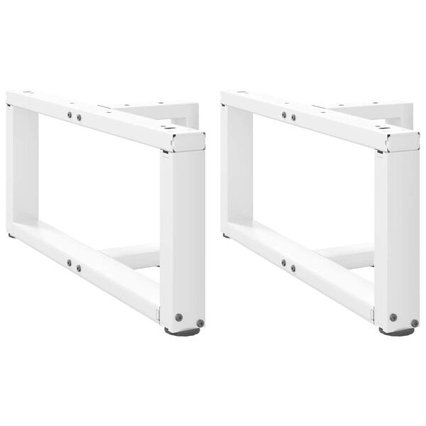 vidaXL Pieds de table basse en T, 2 pièces, blanc, 70 x 25 x (30-31) cm, acier