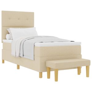 vidaXL Lit &agrave; ressorts avec t&ecirc;te de lit Cr&egrave;me 190 x 90 cm tissu