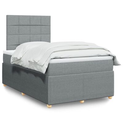 vidaXL Sommier à lattes de lit et matelas gris clair 120x190 cm tissu