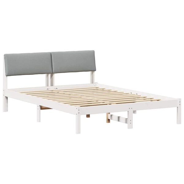 vidaXL Cadre de lit avec t&ecirc;te de lit Blanc et gris clair 160 x 200 cm