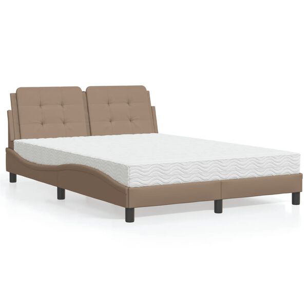 vidaXL Lit avec matelas Zadar cappuccino 140x200 cm similicuir