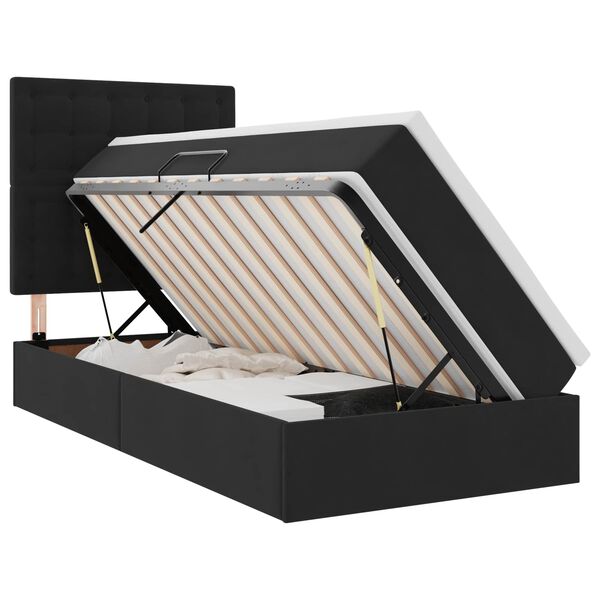 vidaXL Lit avec rangement et LED avec matelas Noir 90 x 200 cm Velours