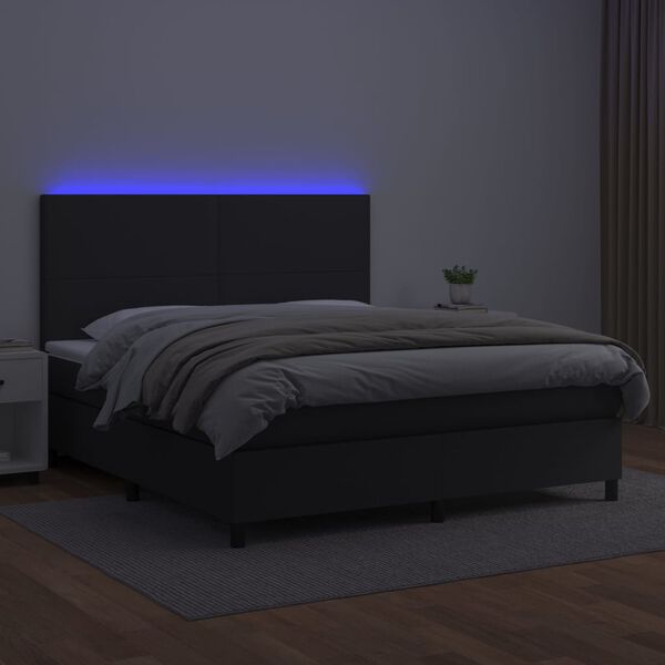 vidaXL Sommier &agrave; lattes de lit avec matelas et LED Noir 180x200 cm