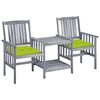 vidaXL Chaises de jardin avec table &agrave; th&eacute; et coussins Acacia solide