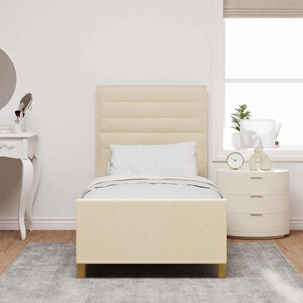 vidaXL Cadre de lit avec t&ecirc;te de lit Cr&egrave;me 80 x 200 cm tissu