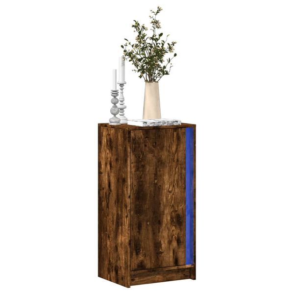 vidaXL Buffet avec LED ch&ecirc;ne fum&eacute; 42,5x34x85 cm bois d'ing&eacute;nierie