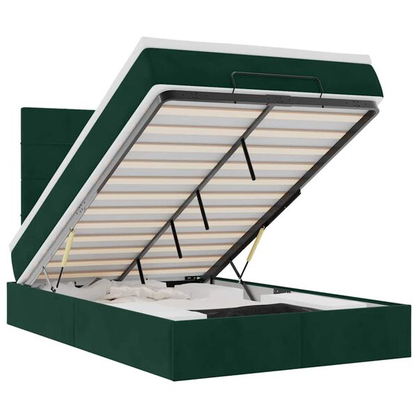 vidaXL Cadre de lit ottoman avec matelas vert fonc&eacute; 120x200 cm velours