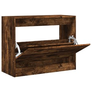 vidaXL Armoire &agrave; chaussures ch&ecirc;ne fum&eacute; 80x34x63 cm bois d'ing&eacute;nierie
