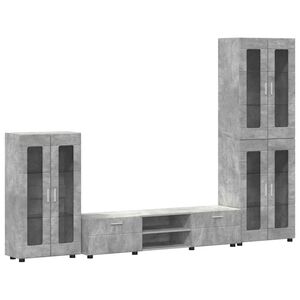 vidaXL Ensemble meuble TV FLORIN 3 pc Gris b&eacute;ton Bois d'ing&eacute;nierie