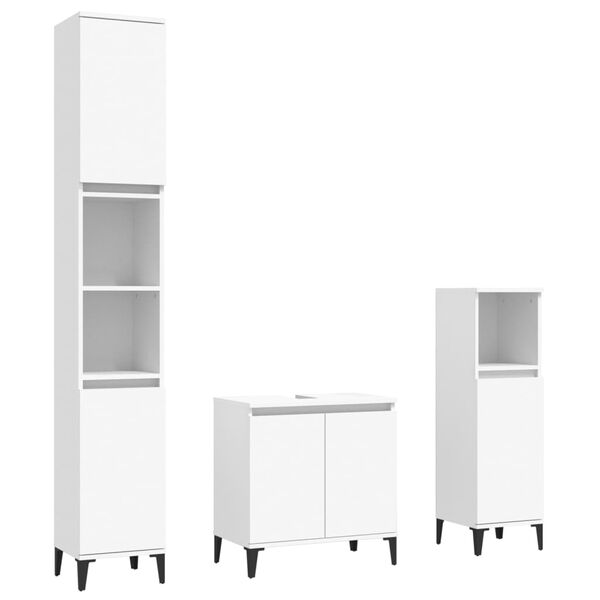 vidaXL Ensemble de meubles salle de bain 3 pcs blanc bois d'ing&eacute;nierie