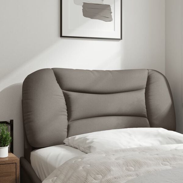 vidaXL Coussin de t&ecirc;te de lit Hvar taupe 90 cm tissu
