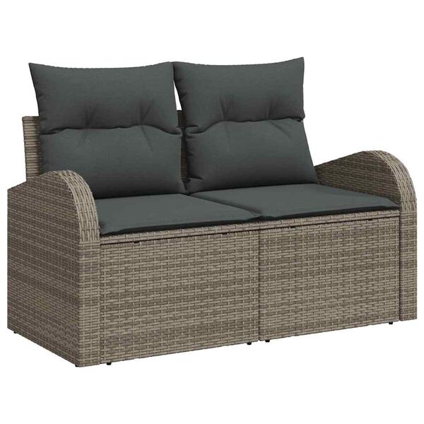 vidaXL Ensemble de canap&eacute; de jardin avec coussin 4 pcs Gris polyrotin
