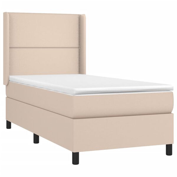 vidaXL Sommier &agrave; lattes de lit avec matelas Cappuccino 90x200 cm