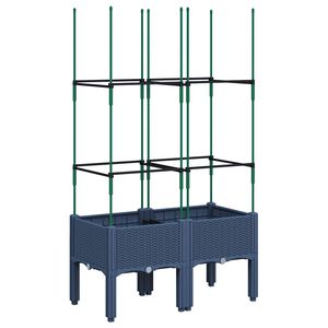 vidaXL Jardini&egrave;re avec treillis bleu gris 80x40x142,5 cm PP