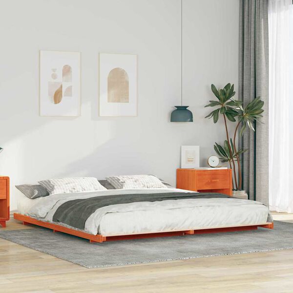 vidaXL Cadre de lit sur&eacute;lev&eacute; Marron cire 200 x 220 cm