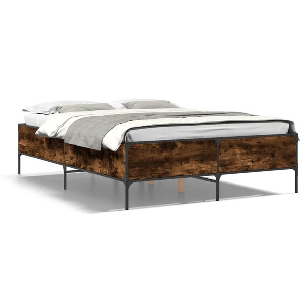 vidaXL Cadre de lit sans matelas ch&ecirc;ne fum&eacute; 160x200 cm