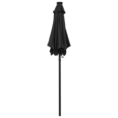 vidaXL Parasol de jardin avec lumières LED noir 200x211 cm aluminium