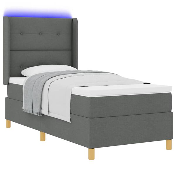 vidaXL Lit &agrave; ressorts avec matelas Gris 140 x 200 cm tissu