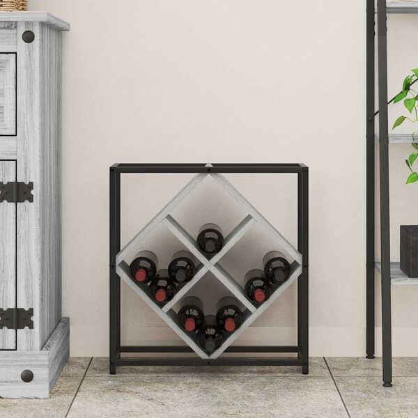 vidaXL &Eacute;tag&egrave;re &agrave; vin Gris Sonoma 51 x 18 x 52,5 cm Bois d'ing&eacute;nierie
