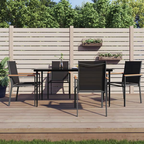 vidaXL Ensemble à manger de jardin 5 pcs noir textilène et acier