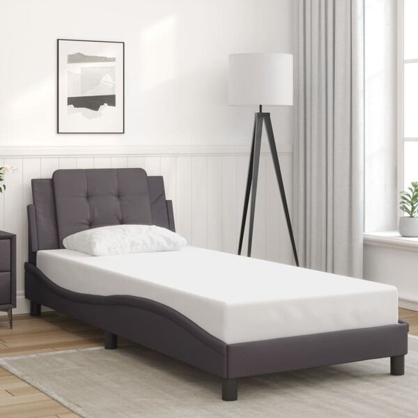 vidaXL Cadre de lit avec LED sans matelas Zadar gris 90x190 cm