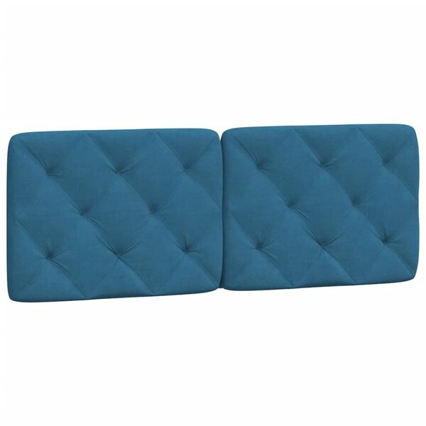 vidaXL Coussin de t&ecirc;te de lit bleu 120 cm velours