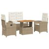 vidaXL Ensemble &agrave; manger de jardin coussins 4 pcs beige r&eacute;sine tress&eacute;e