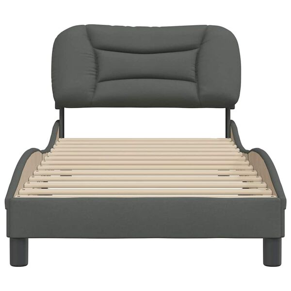 vidaXL Cadre de lit sans matelas Hvar gris fonc&eacute; 80x200 cm tissu