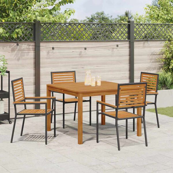 vidaXL Ensemble de salle à manger pour jardin 5 pcs Noir Poly rotin