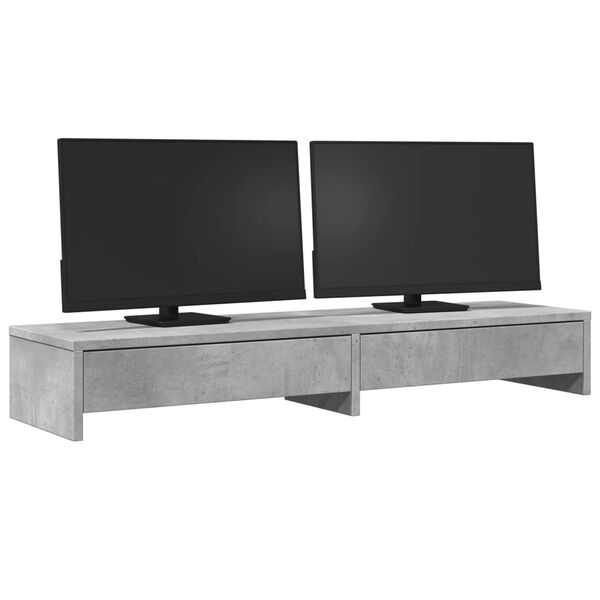 vidaXL Support de moniteur avec tiroirs gris b&eacute;ton bois d'ing&eacute;nierie