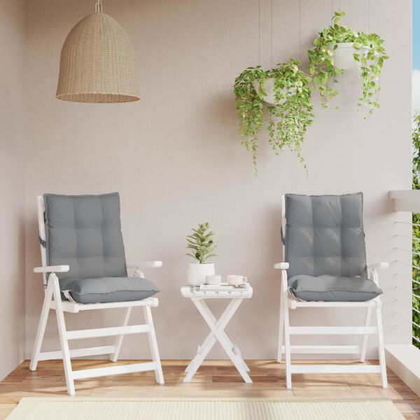 vidaXL Coussins de chaise &agrave; dossier bas lot de 2 gris tissu oxford
