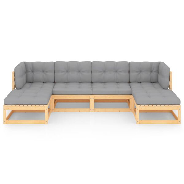 vidaXL Salon de jardin 6 pcs avec coussins Bois de pin massif