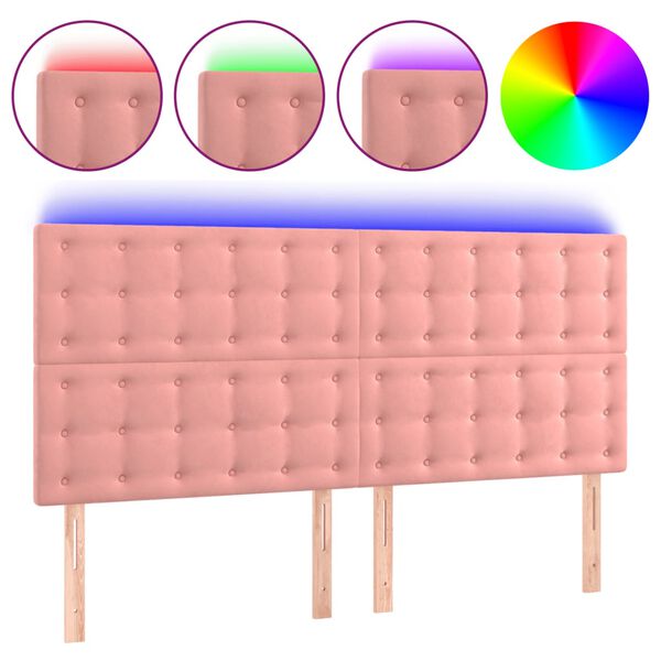 vidaXL T&ecirc;te de lit &agrave; LED Rose 160x5x118/128 cm Velours