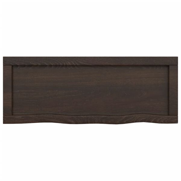 vidaXL Comptoir de salle de bain marron fonc&eacute; bois massif trait&eacute;
