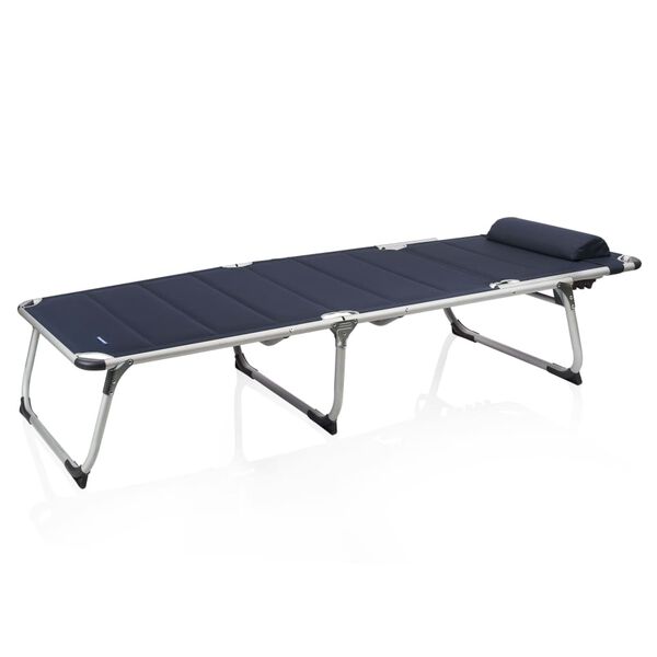 Campart Travel Chaise longue de camping pliable Rome Bleu 200x67x35cm