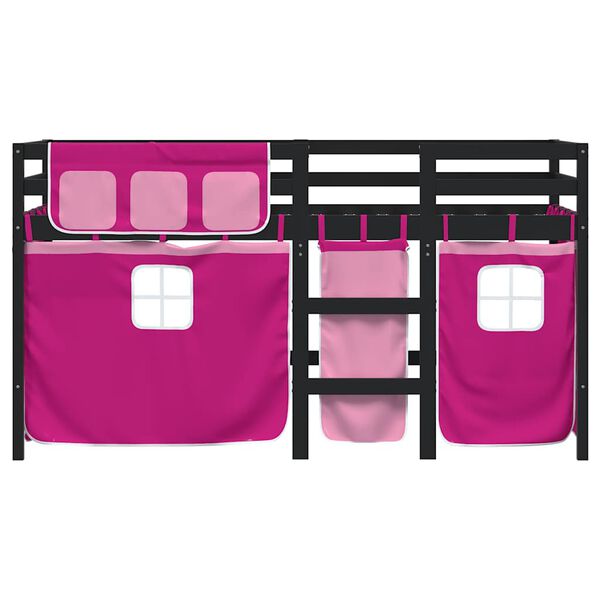 vidaXL Lit mezzanine enfants avec rideaux sans matelas rose 80x200cm