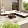 vidaXL Salon de jardin 8 pcs avec coussins R&eacute;sine tress&eacute;e Marron