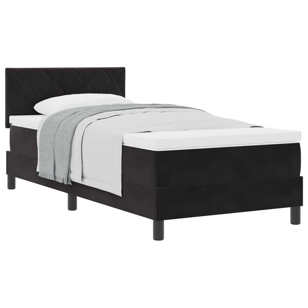 vidaXL Lit &agrave; ressorts avec matelas Noir 100 x 200 cm Velours