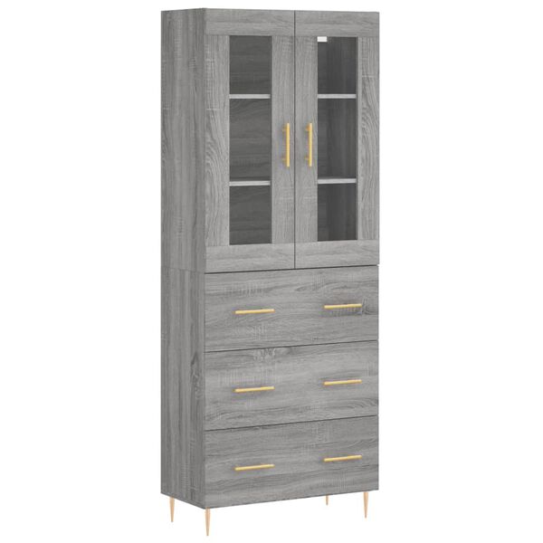 vidaXL Buffet haut Sonoma gris 69,5x34x180 cm Bois d'ing&eacute;nierie