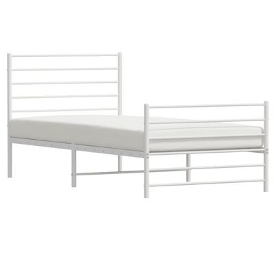 vidaXL Cadre de lit métal sans matelas avec pied de lit blanc 90x190cm