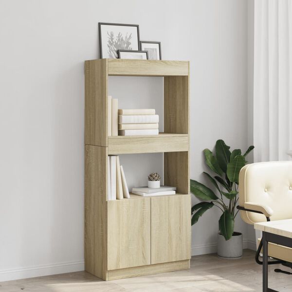 vidaXL Buffet haut ch&ecirc;ne sonoma 63x33x140 cm bois d'ing&eacute;nierie