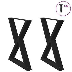 vidaXL Pieds de table &agrave; manger 2 pi&egrave;ces Noir 70 x (72-73,3) cm Acier